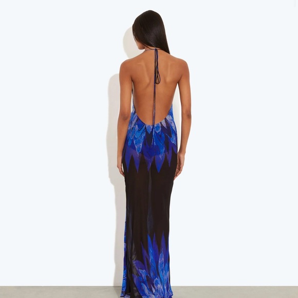 Rat & Boa Vibrant Blue and Black Backless Dress - Picture 2 of 2